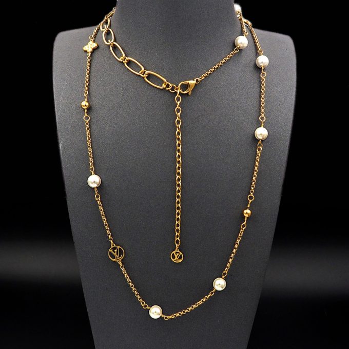 LV Mx Chains Necklace Modern Strokes Gold Necklace