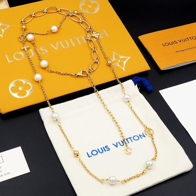 LV Mx Chains Necklace Modern Strokes Gold Necklace