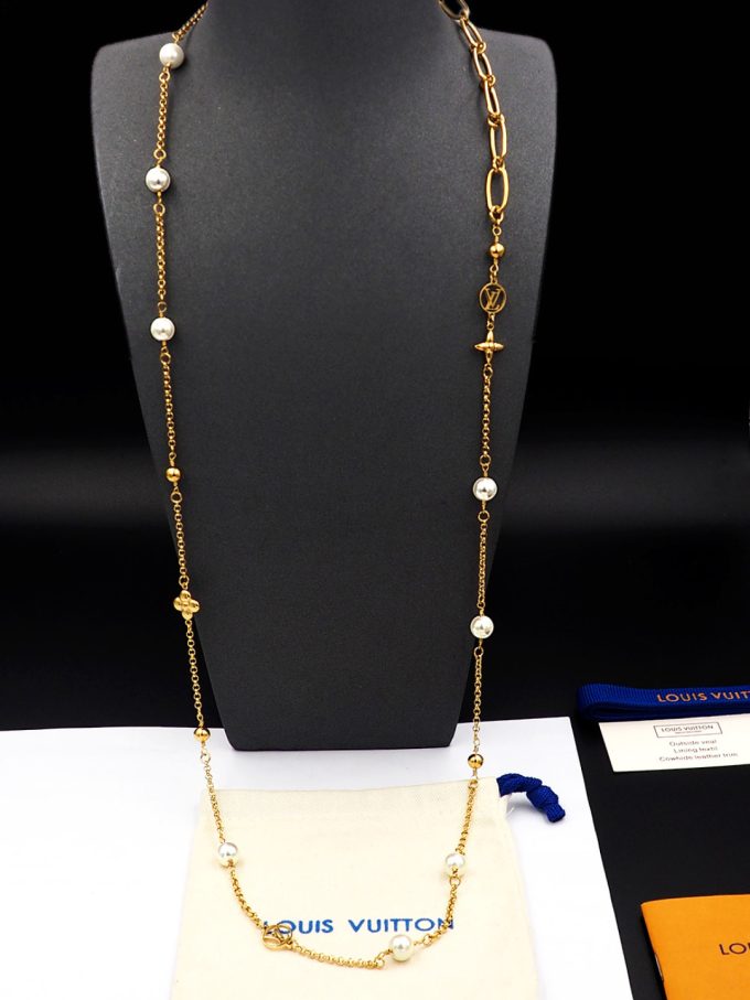 LV Mx Chains Necklace Modern Strokes Gold Necklace