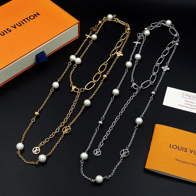 LV Mx Chains Necklace Modern Strokes Gold Necklace