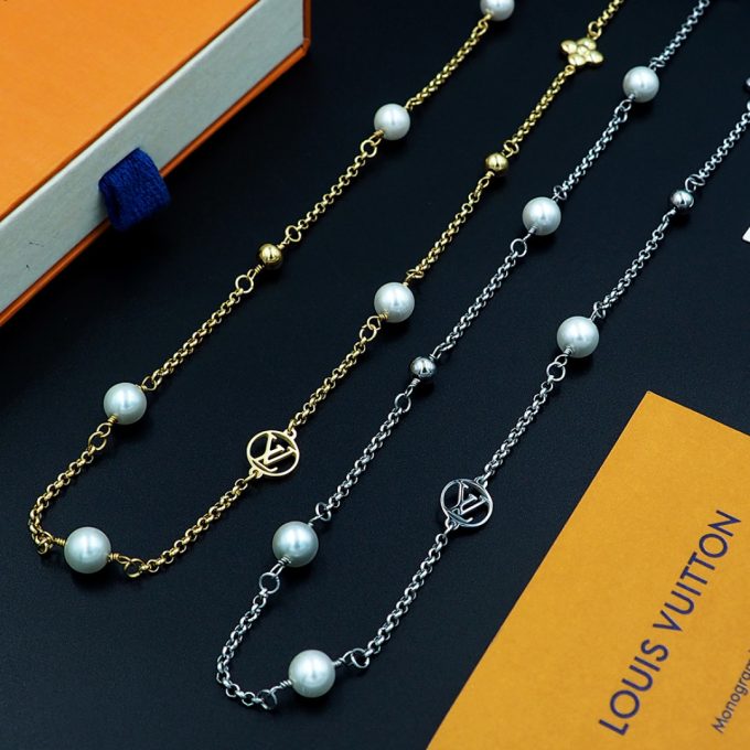LV Mx Chains Necklace Modern Strokes Gold Necklace