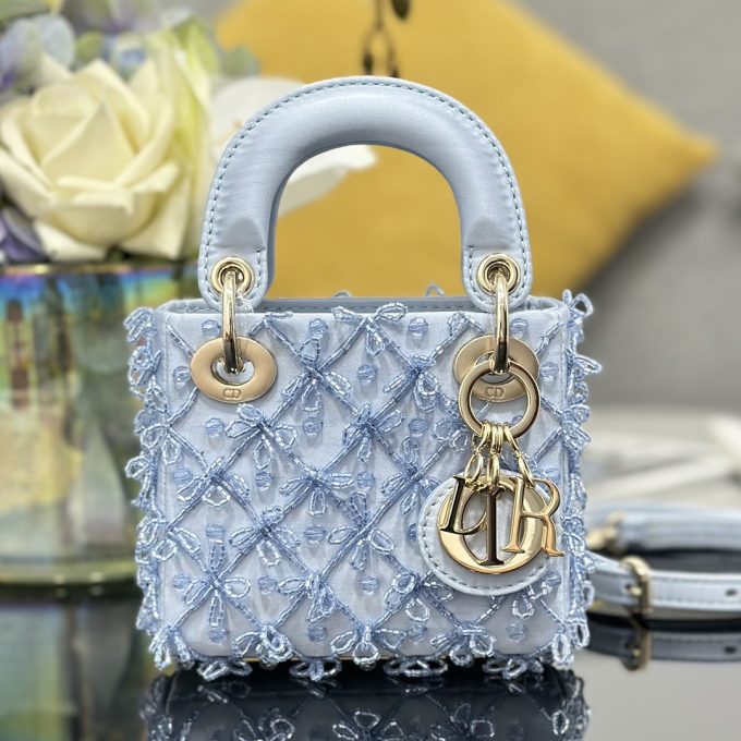 Mini Embroidered Ice Blue Beaded