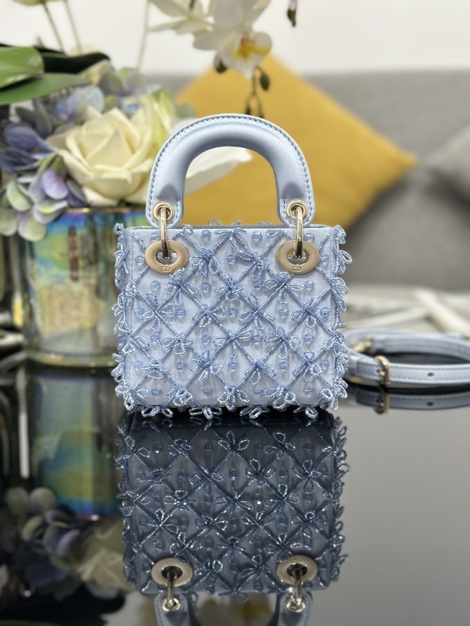 Mini Embroidered Ice Blue Beaded