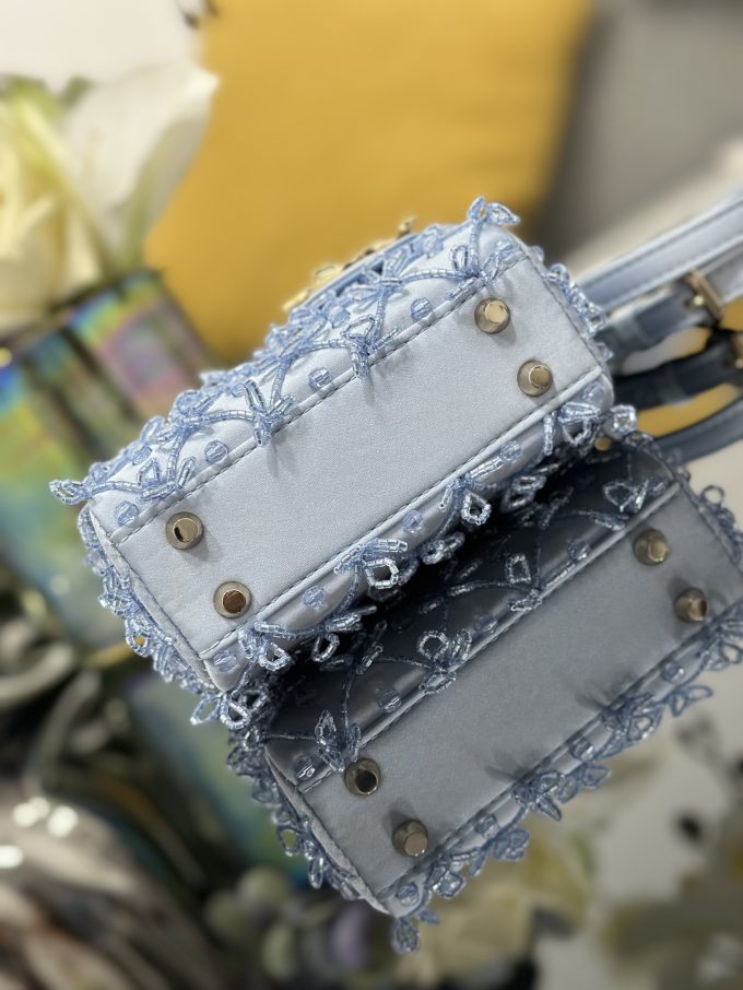 Mini Embroidered Ice Blue Beaded