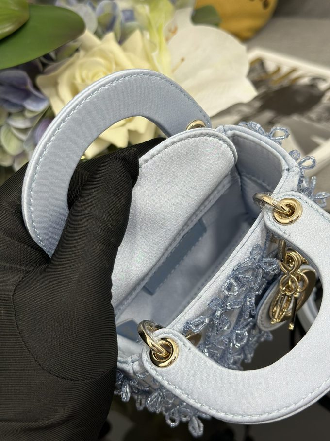 Mini Embroidered Ice Blue Beaded