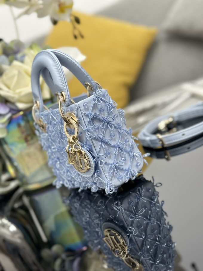 Mini Embroidered Ice Blue Beaded