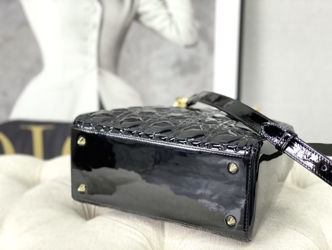 Lady Dior Medium Black Gold Buckle Bag