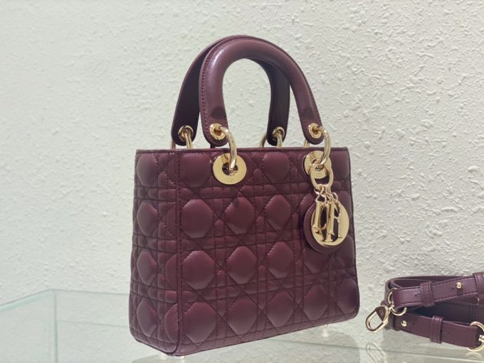 Princess Di Four Compartment Gold Clasp Burgundy Colour