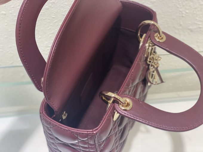 Princess Di Four Compartment Gold Clasp Burgundy Colour