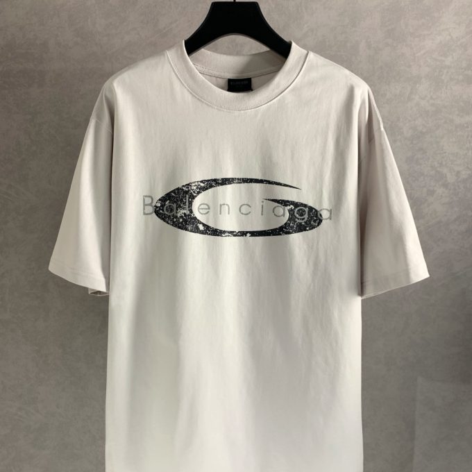 High qualityGradient logo letter round-neck short-sleeved T-shirt
