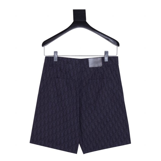 Navy blue jacquard denim shorts