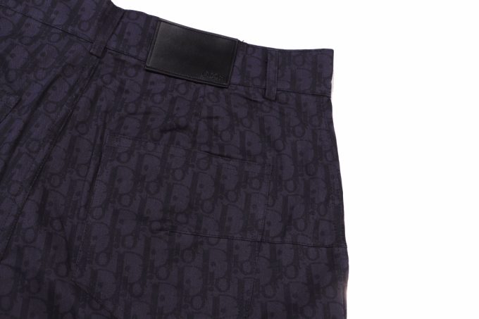 Navy blue jacquard denim shorts