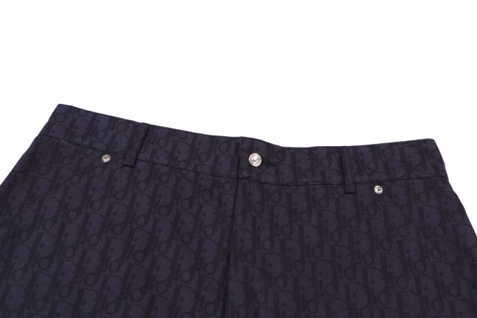 Navy blue jacquard denim shorts