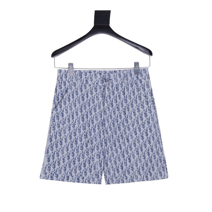 Light blue jacquard denim shorts