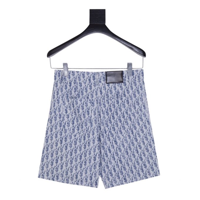 Light blue jacquard denim shorts