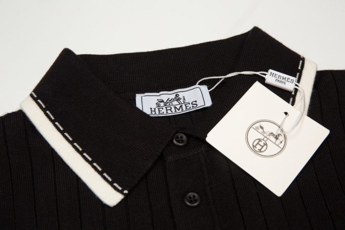 Knitted elastic lapel T-shirt