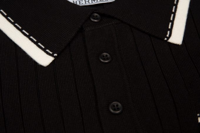 Knitted elastic lapel T-shirt
