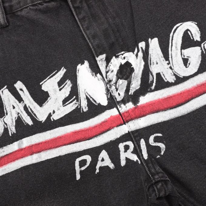 Graffiti cola printed washed jeans