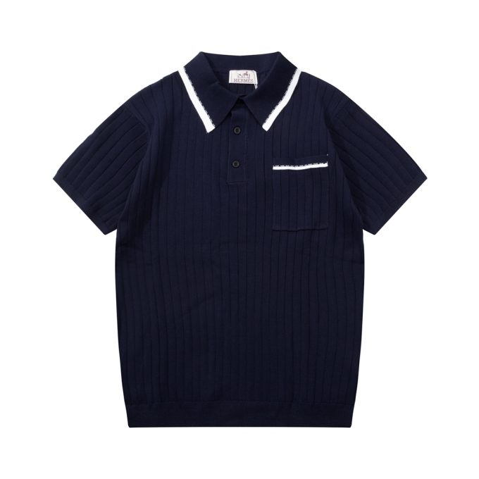 Hermes multicolored pocket knitted POLO shirt