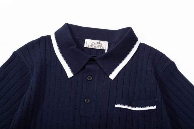 Hermes multicolored pocket knitted POLO shirt