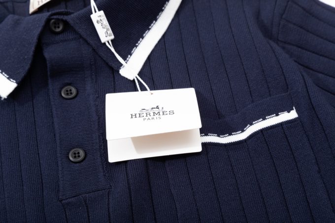 Hermes multicolored pocket knitted POLO shirt