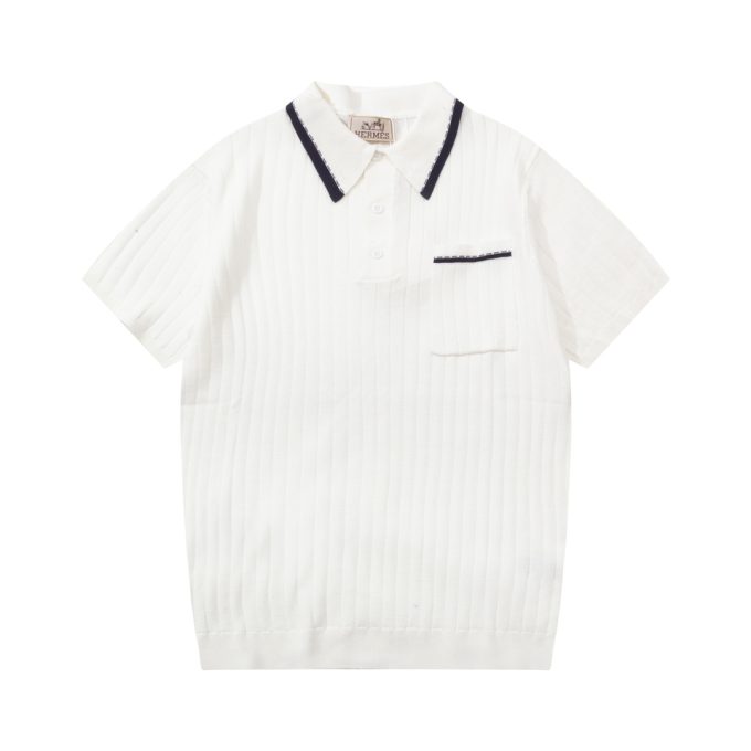 Hermes multicolored pocket knitted POLO shirt