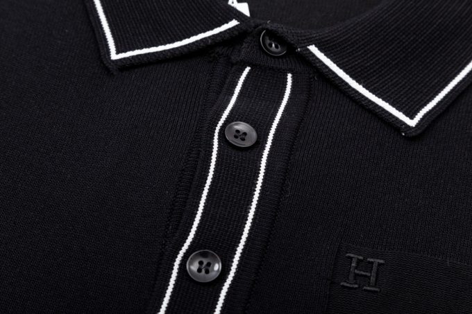 Hermes two-tone collar knitted POLO shir