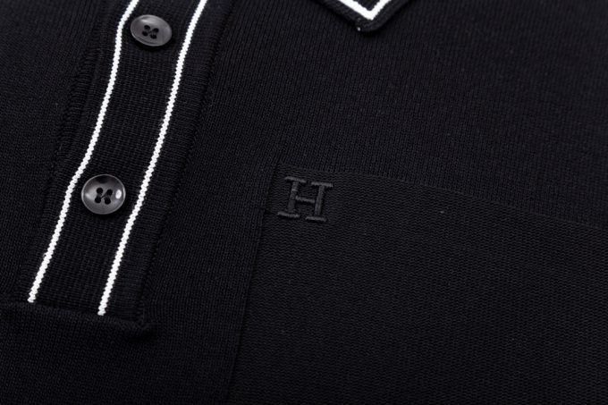 Hermes two-tone collar knitted POLO shir