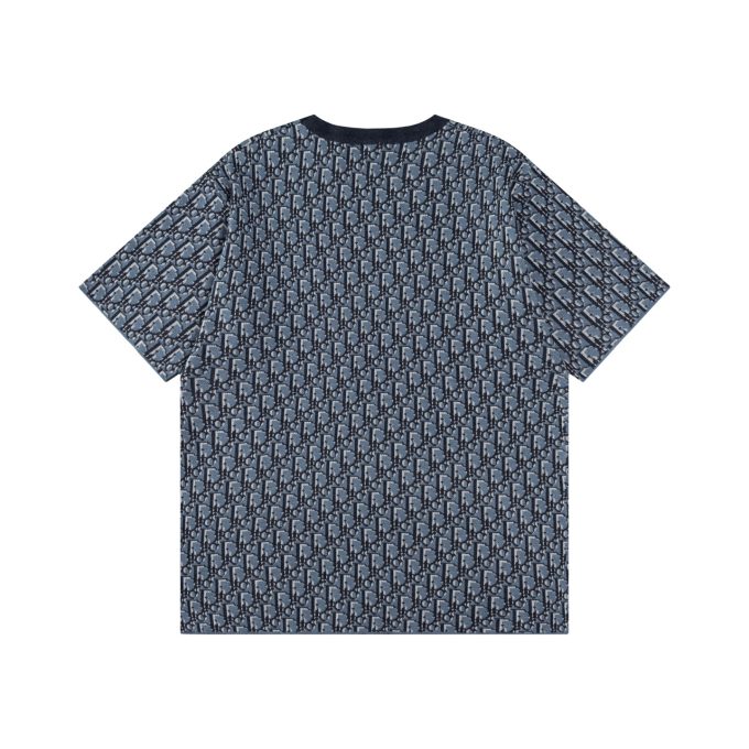 DIOR blue full-body jacquard woolen short sleeves