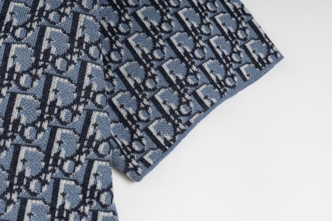 DIOR blue full-body jacquard woolen short sleeves