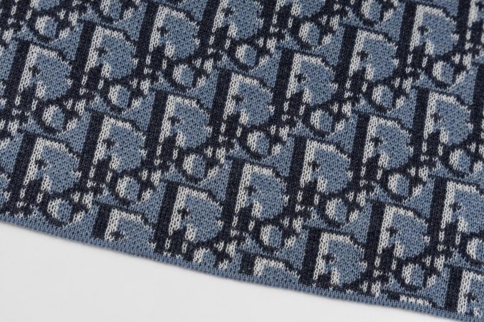 DIOR blue full-body jacquard woolen short sleeves