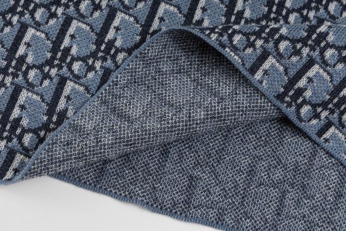 DIOR blue full-body jacquard woolen short sleeves