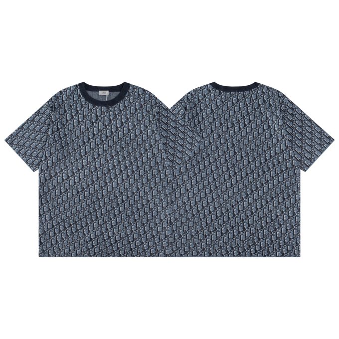 DIOR blue full-body jacquard woolen short sleeves