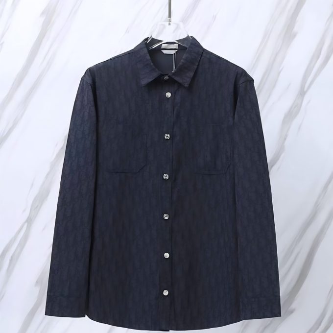 Dior DR Letter-dyed jacquard long-sleeved shirt with full logo