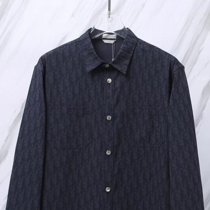 Dior DR Letter-dyed jacquard long-sleeved shirt with full logo