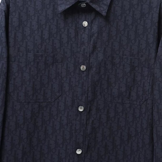 Dior DR Letter-dyed jacquard long-sleeved shirt with full logo