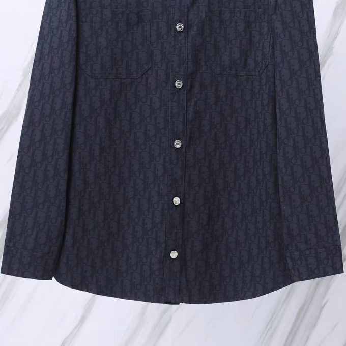 Dior DR Letter-dyed jacquard long-sleeved shirt with full logo