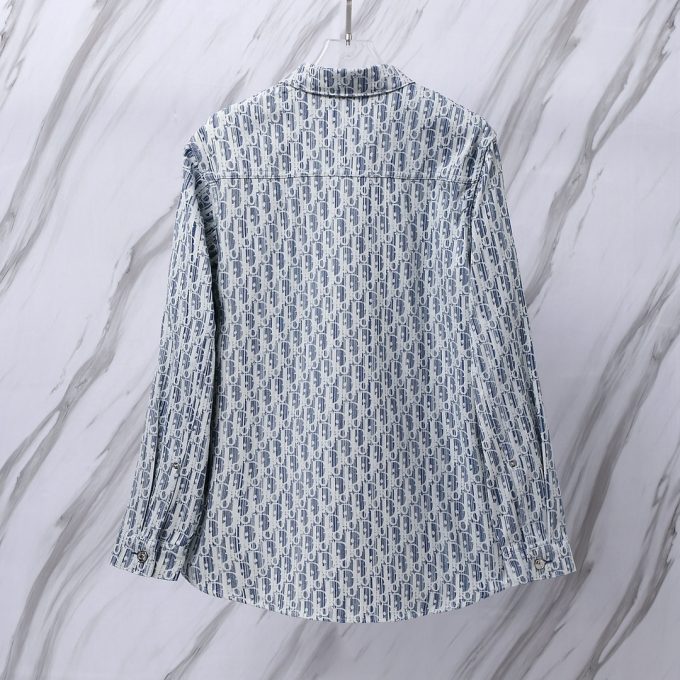 Dior DR Lettered jacquard long-sleeved denim shirt