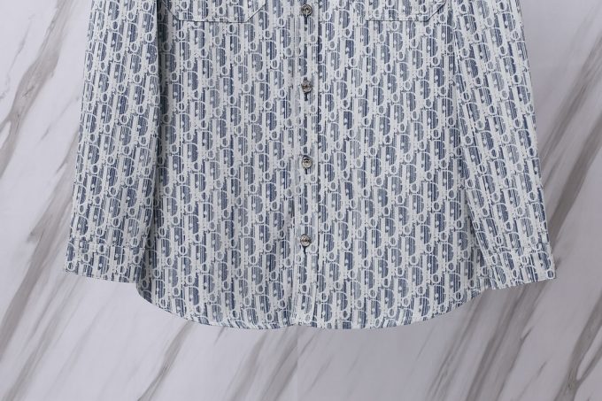 Dior DR Lettered jacquard long-sleeved denim shirt