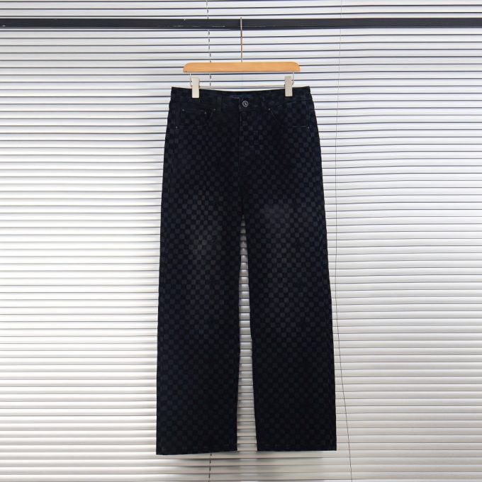 LV Louis Vuitton's 2025 new checkered flocked jeans