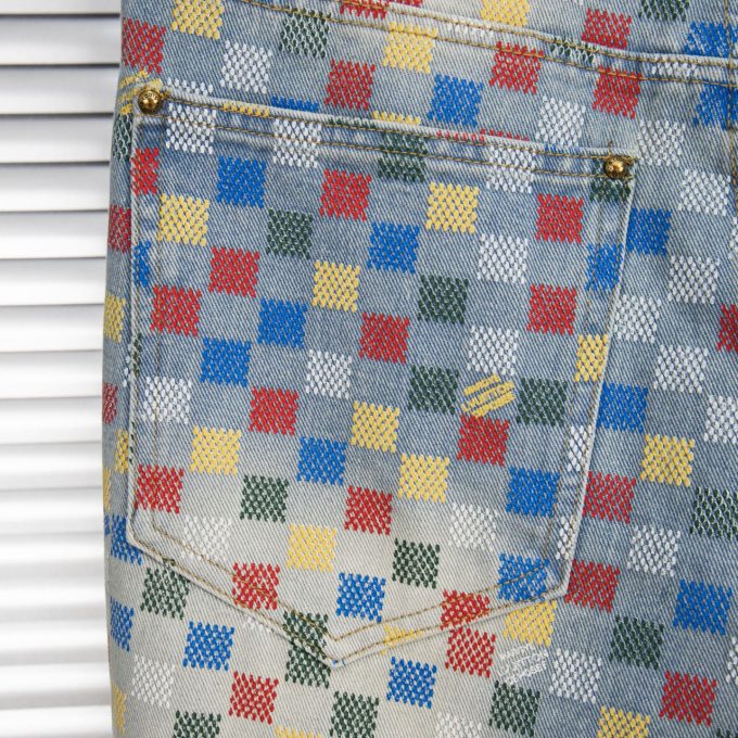 LV Louis Vuitton's 2025 new model of colorful checked jeans