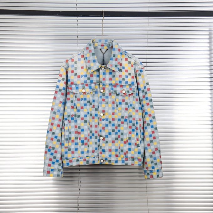 LV Louis Vuitton 25ss checkered denim jacket