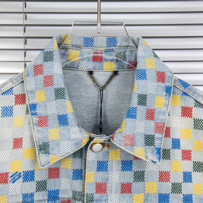 LV Louis Vuitton 25ss checkered denim jacket