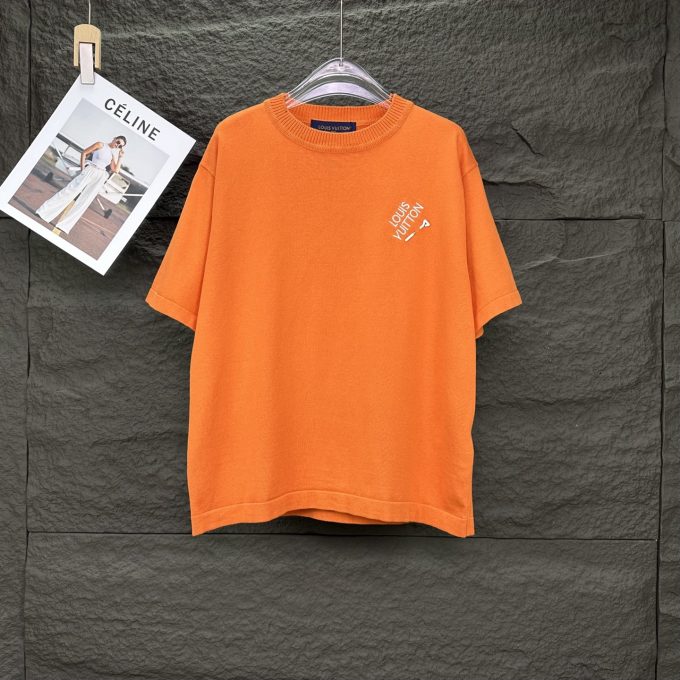 Louis' new embroidered letter short-sleeved shirt