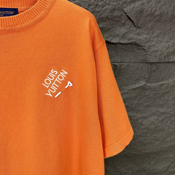 Louis' new embroidered letter short-sleeved shirt