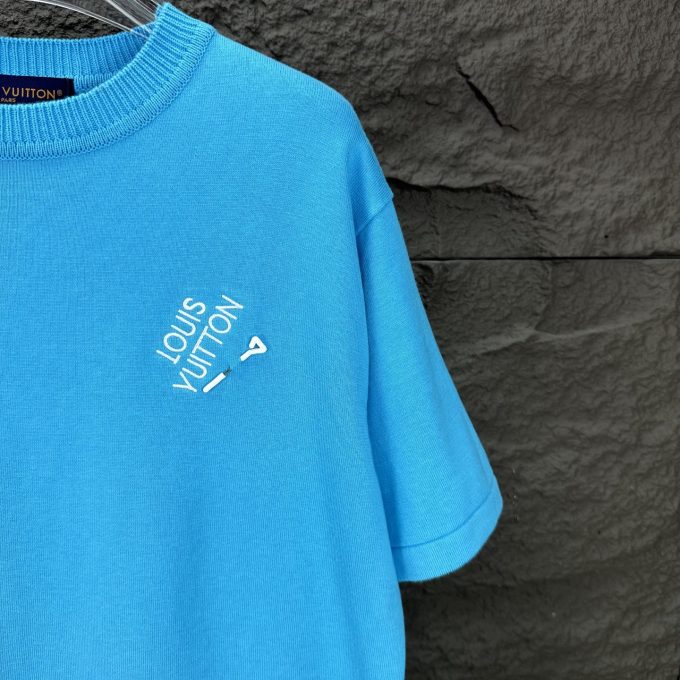 Louis' new embroidered letter short-sleeved shirt