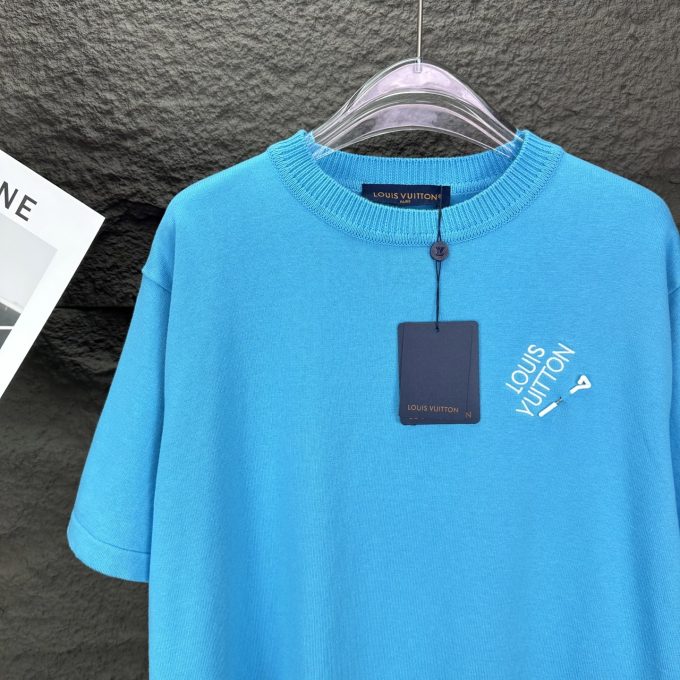 Louis' new embroidered letter short-sleeved shirt