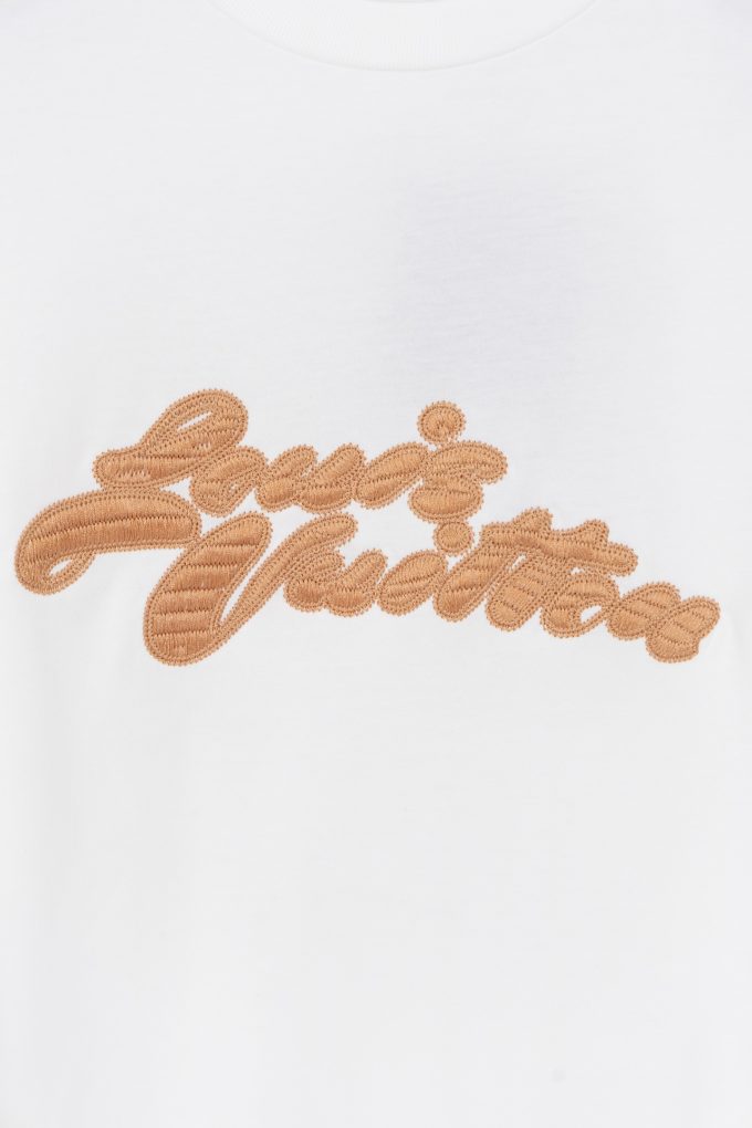 LV 25ss Artistic letter logo embroidered short-sleeved T-shirt