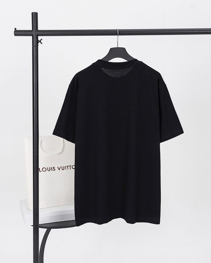 LV 25ss Artistic letter logo embroidered short-sleeved T-shirt
