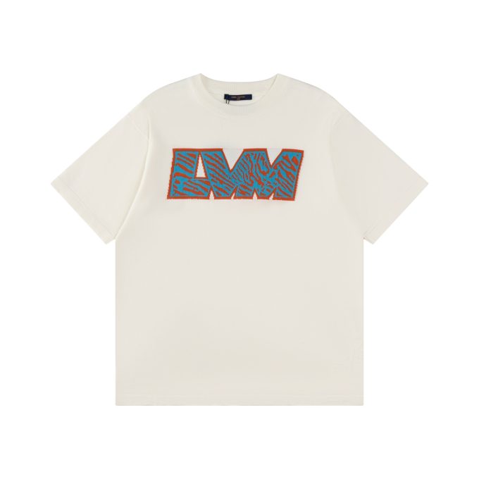 LV tiger-striped letter inlaid woolen short-sleeved T-shirt